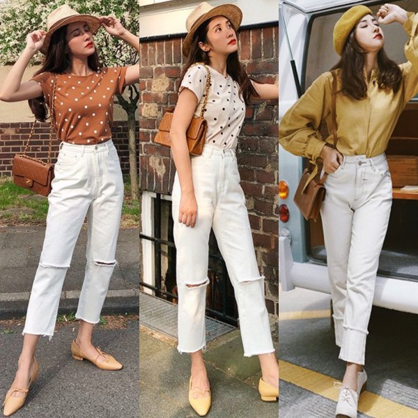 白色裤子穿搭图片欣赏