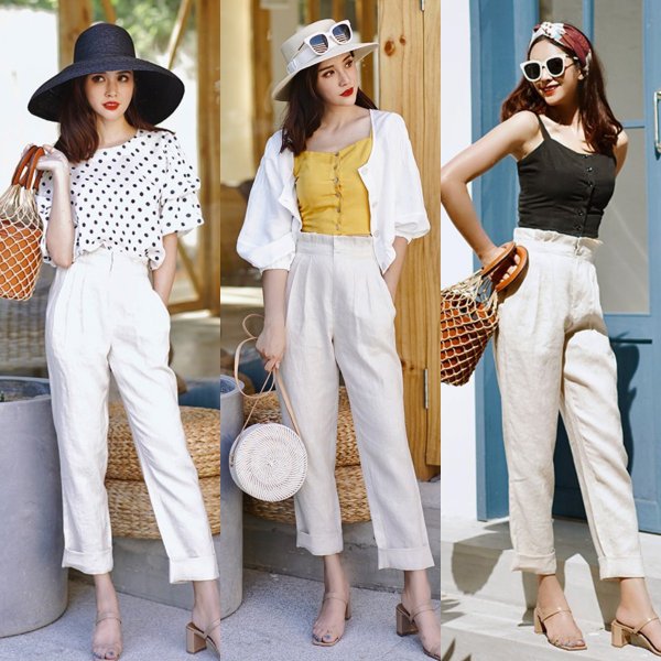 白色裤子穿搭图片欣赏