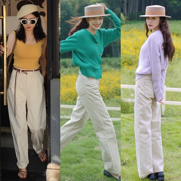 白色裤子穿搭图片欣赏