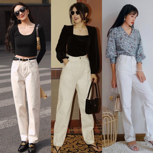 白色裤子穿搭图片欣赏
