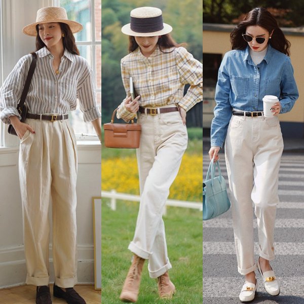 白色裤子穿搭图片欣赏