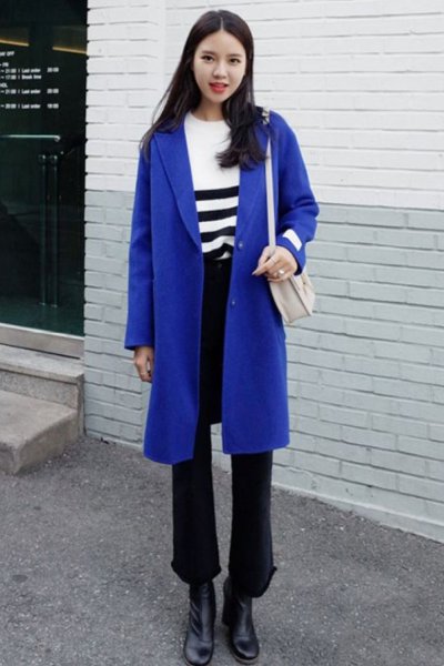 蓝色外套配什么颜色裤子好看图片