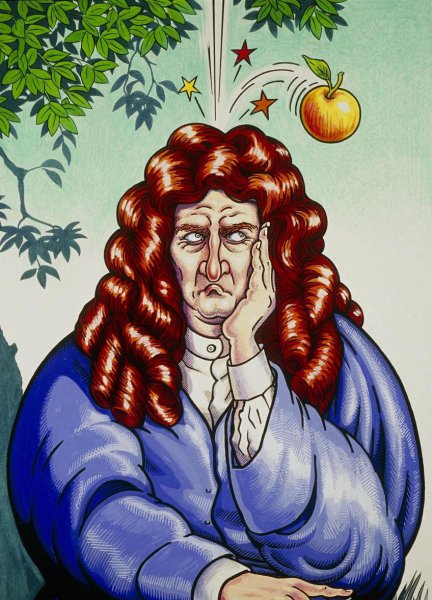 苹果砸在牛顿的头上的故事