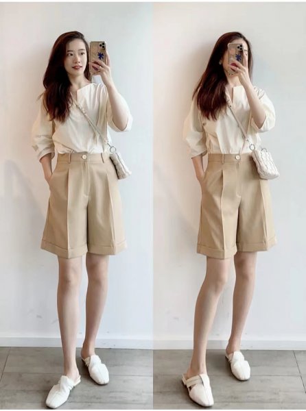 卡其色短裤配什么颜色的上衣比较好看