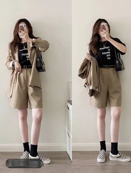 卡其色短裤配什么颜色的上衣比较好看