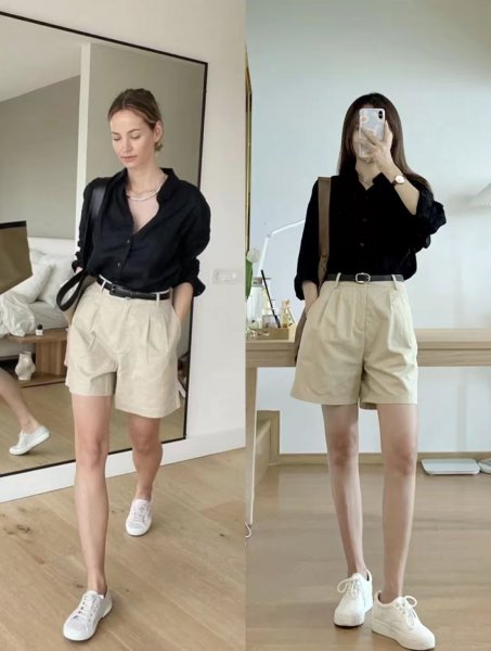 卡其色短裤配什么颜色的上衣比较好看