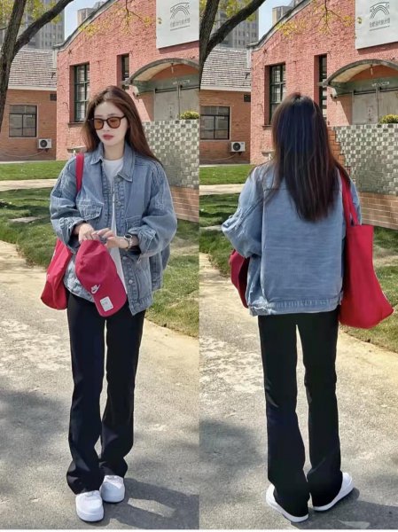 蓝色牛仔外套配什么颜色裤子