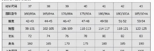 女士裤子尺码对照表图