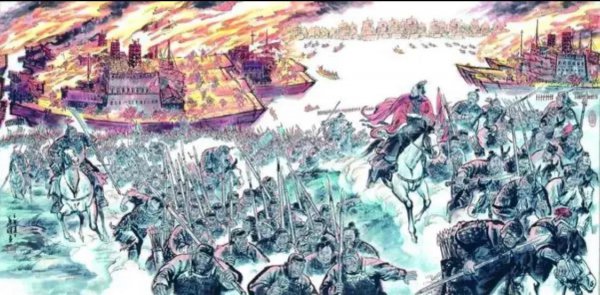 献连环计火烧赤壁的是谁