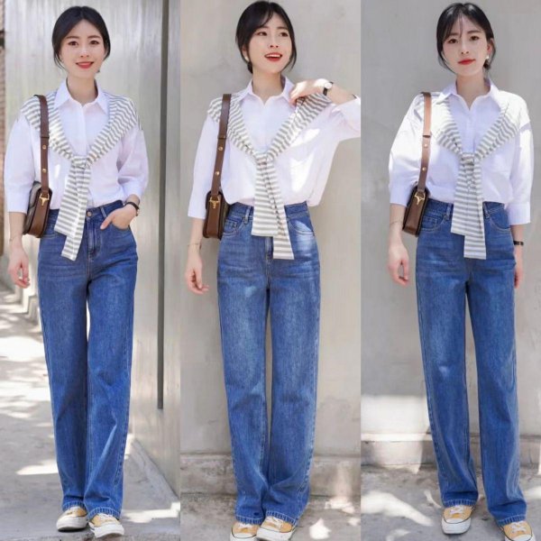 直筒牛仔裤搭配什么上衣好看