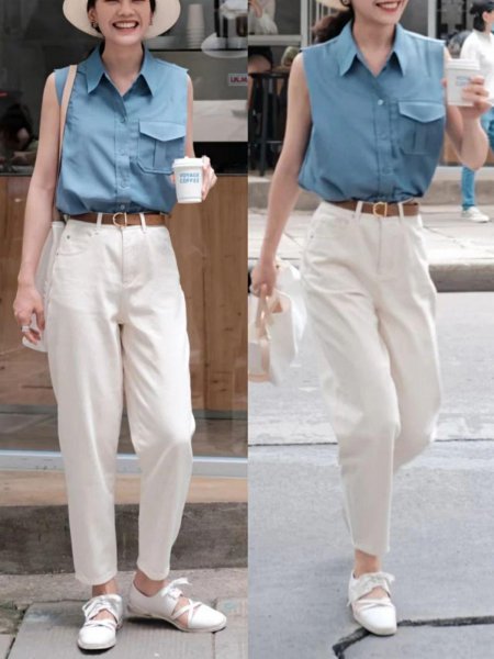 直筒牛仔裤搭配什么上衣好看