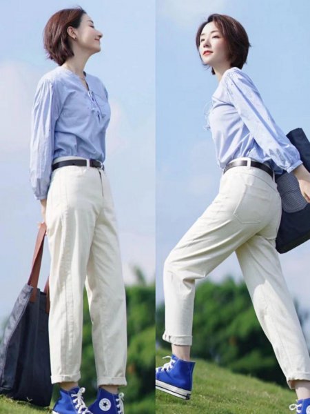 直筒牛仔裤搭配什么上衣好看