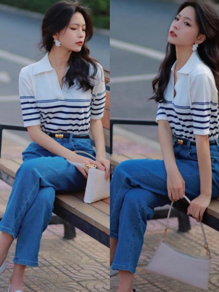 直筒牛仔裤搭配什么上衣好看