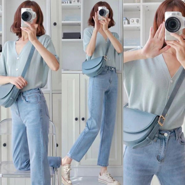 直筒牛仔裤搭配什么上衣好看