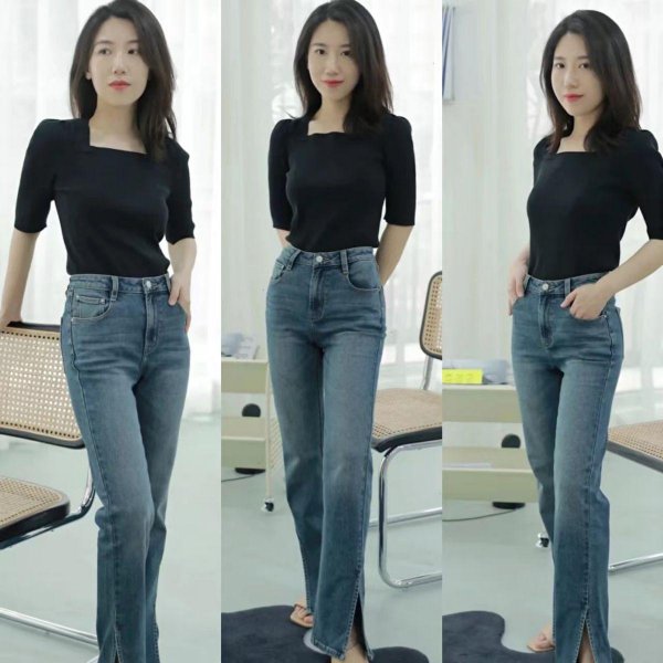 直筒牛仔裤搭配什么上衣好看