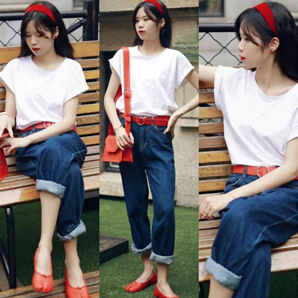 直筒牛仔裤搭配什么上衣好看