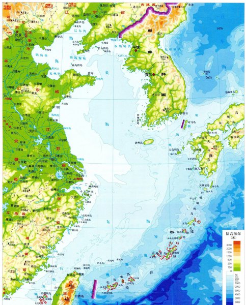 中国的岛屿大部分在什么以南的海域