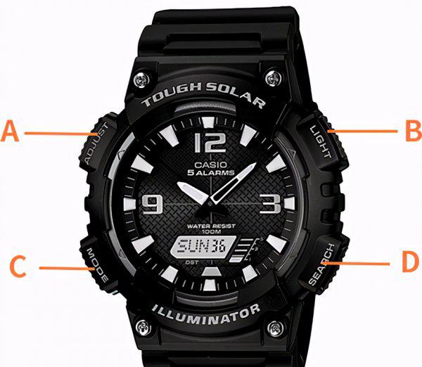 卡西欧手表怎么调时间教程