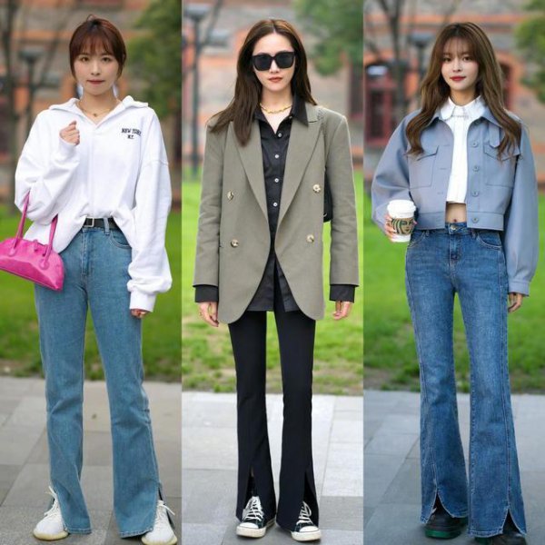 微喇裤搭配什么上衣好看图片