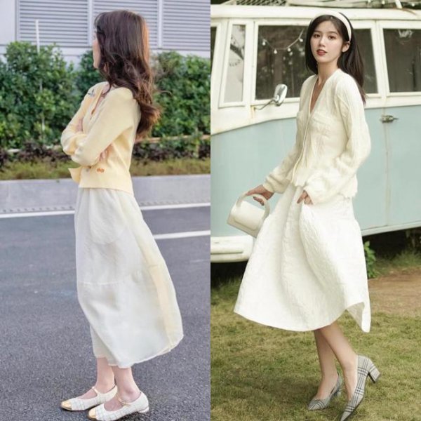 白裙子配什么颜色上衣好看图片