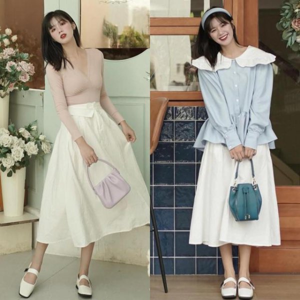 白裙子配什么颜色上衣好看图片