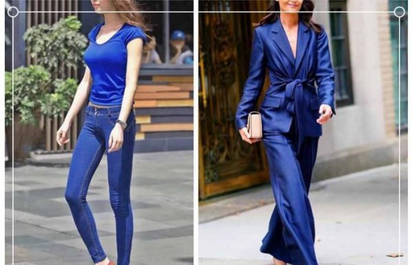 蓝色体恤衫配什么裤子好看