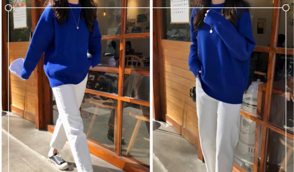 蓝色体恤衫配什么裤子好看