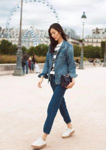 女生复古牛仔衣怎么搭配 牛仔外套穿什么裤子好看图片