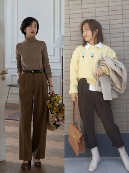 咖色裤子配什么上衣好看