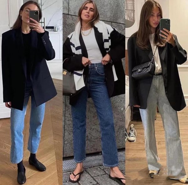 黑色西装怎么搭配好看图片女