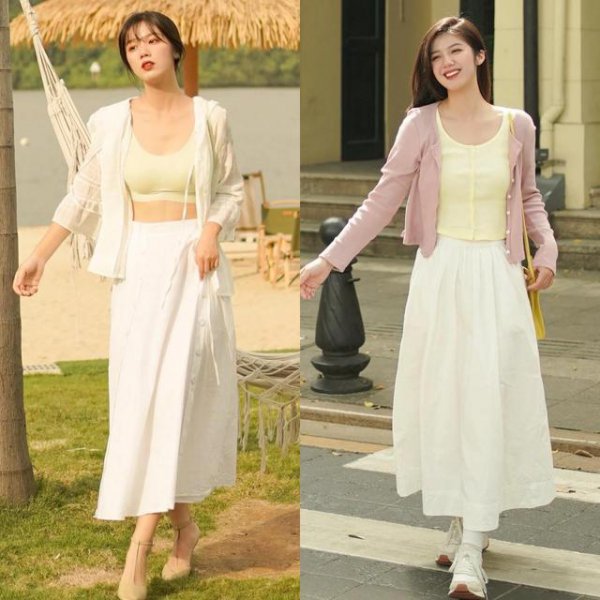 白色短裙搭配什么颜色的上衣好看