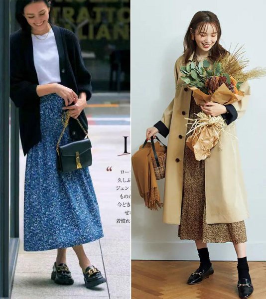 黑色乐福鞋搭配衣服图