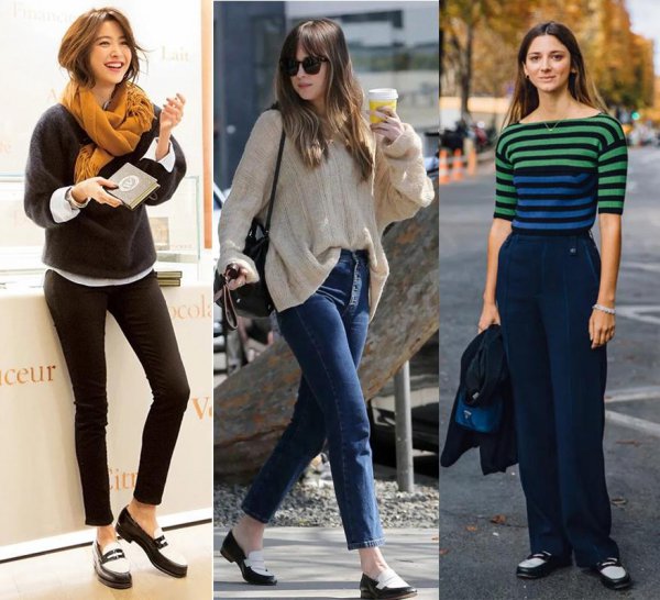 黑色乐福鞋搭配衣服图