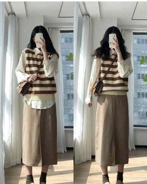 棕色裙子配什么颜色上衣好看