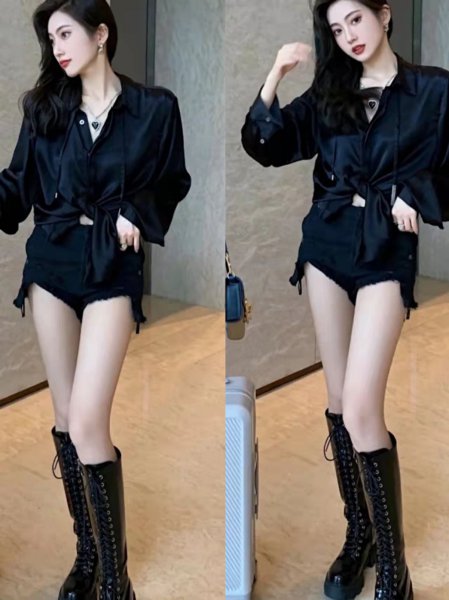 黑色衬衣怎么搭配下身好看