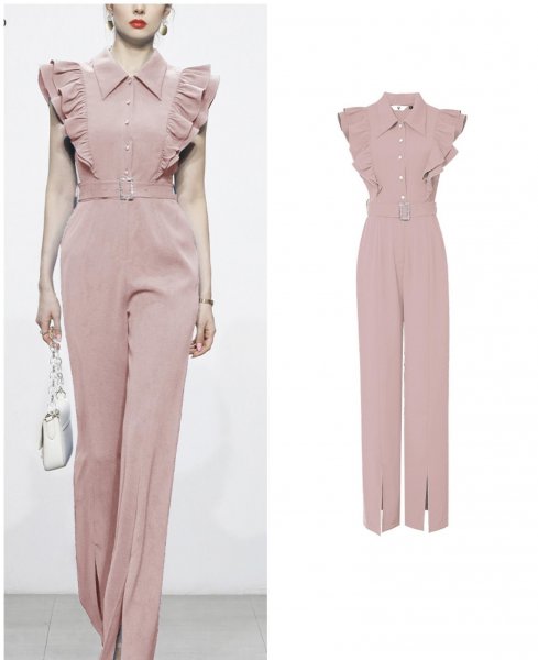 粉色阔腿裤配什么颜色上衣好看