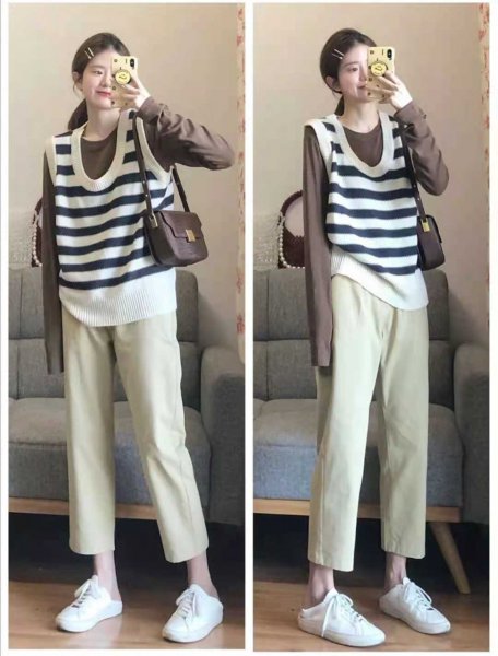 卡其色裤子搭配什么上衣好看