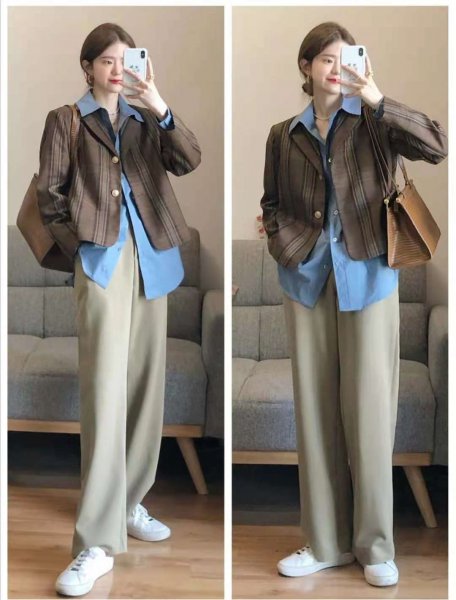 卡其色裤子搭配什么上衣好看