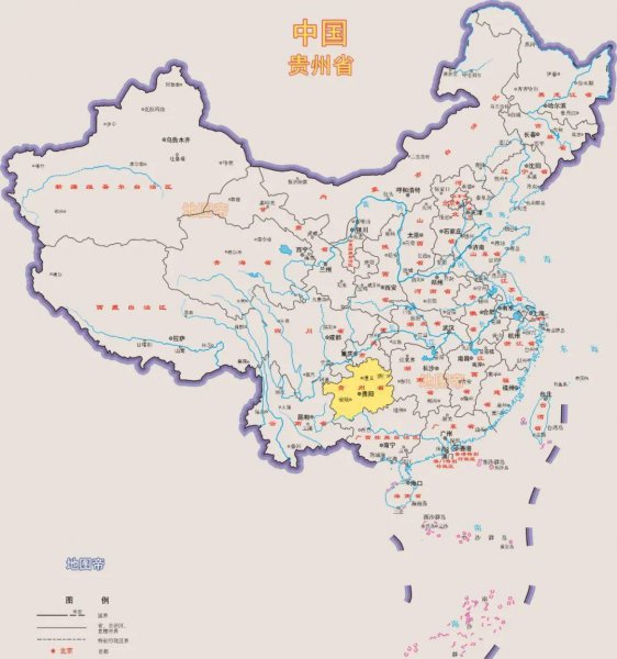 贵州在中国地图上的位置