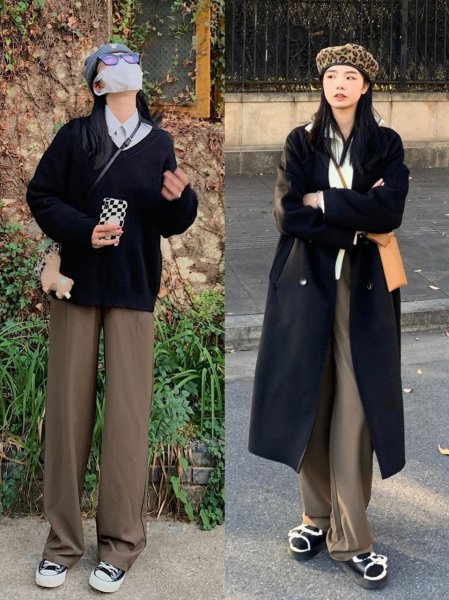 咖啡色裤子最佳搭配图