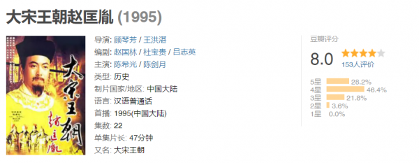 宋朝最经典的电视剧排行榜