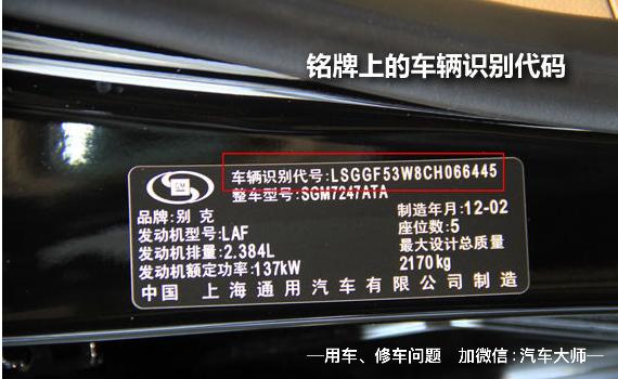 车架号的字母和数字都代表什么意思