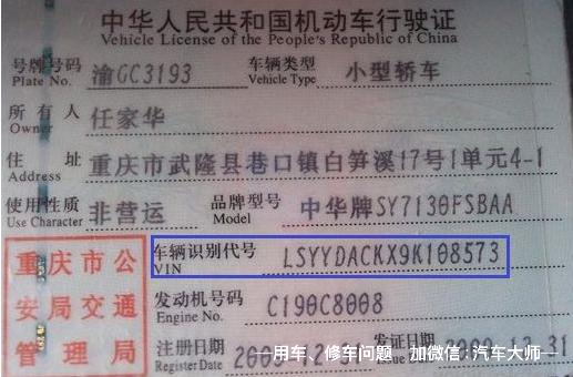 车架号的字母和数字都代表什么意思