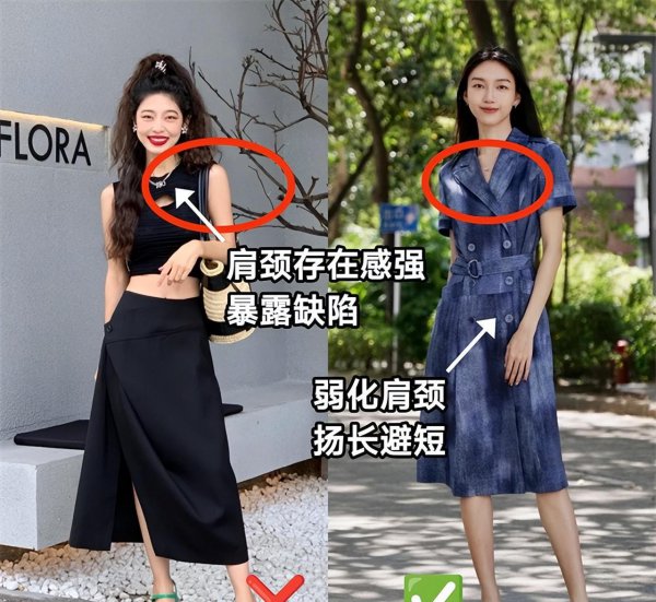 肩宽背厚的女人穿衣搭配