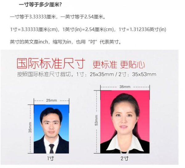 一寸照片尺寸多大