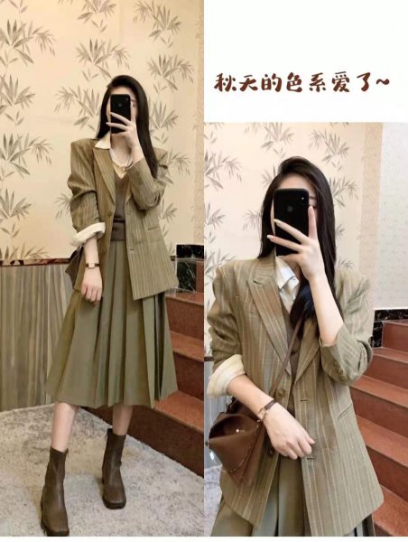 咖色裙子搭配什么上衣好看图片