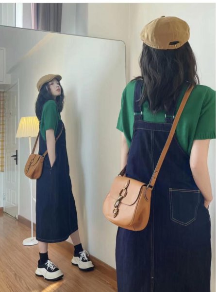 牛仔背带裙搭配什么上衣好看