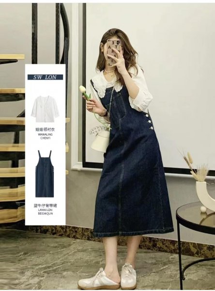 牛仔背带裙搭配什么上衣好看