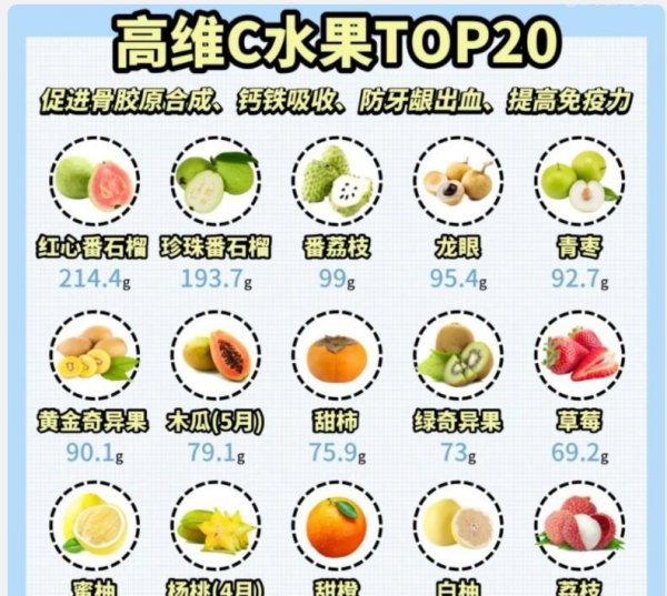 维c含量高的水果排行