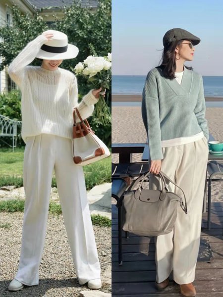 春秋阔腿裤怎么搭配上衣